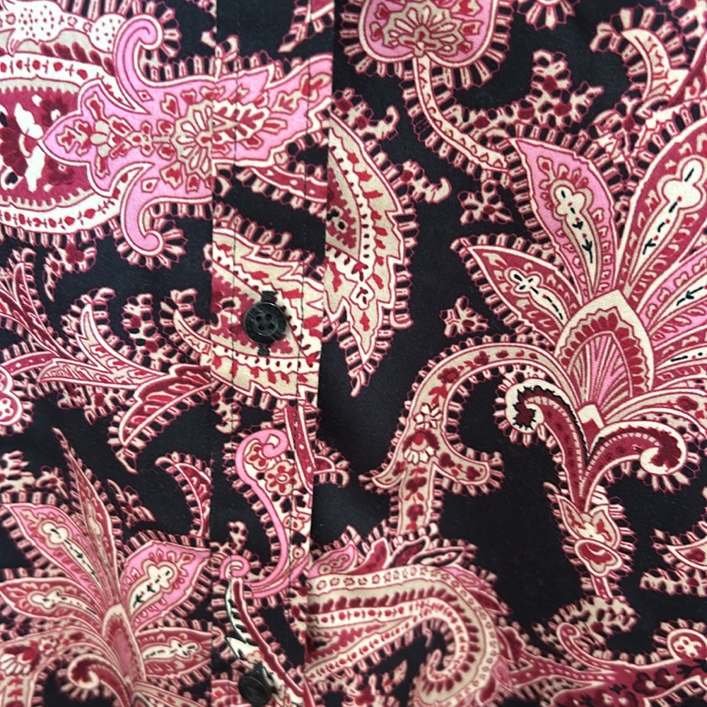 NWT Chaps Classic Paisley No Iron Button up Shirt. Women 2X - Picture 5 of 8